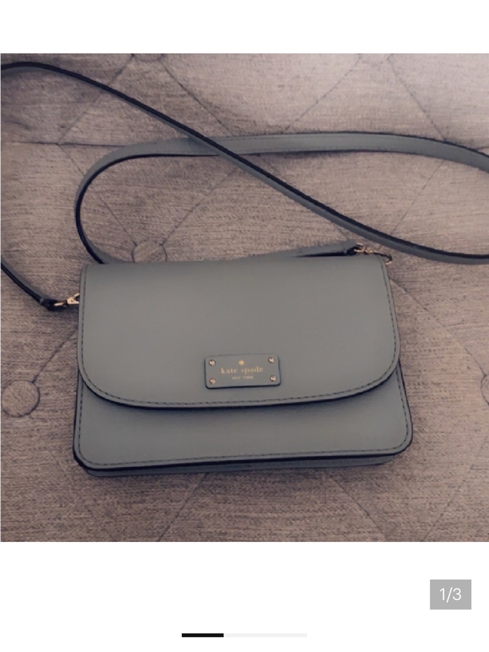 kate spade mint green leather crossbody with gold logo plaque